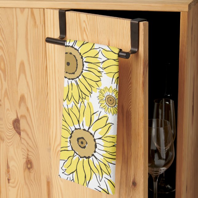 Linge De Cuisine Fleur Dorée (Pliage en tiers)