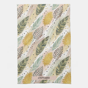 Linge De Cuisine Fleur élégante et brosse Abstraite sans couture