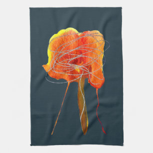 Linge De Cuisine Fleur florale gribouillante Abstraite art moderne
