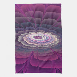 Linge De Cuisine Fleur frappante abstraite fractale couleur rose