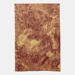 Linge De Cuisine Fleur jaune contre le motif de camouflage de
