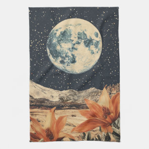 Linge De Cuisine Fleur lunaire au-dessus de sommets sablonneux