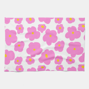 Linge De Cuisine Fleur marguerite rose jaune moderne motif élégant