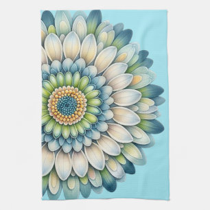 Linge De Cuisine Fleur mod - Bleu, Sage et Jaune