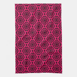 Linge De Cuisine Fleur noire framboise Motif sans couture