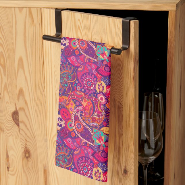 Linge De Cuisine Fleur noire : Motif de jardin rose artistique (Pliage en tiers)
