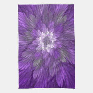 Linge De Cuisine Fleur psychédélique violette Abstraite Fractal Art