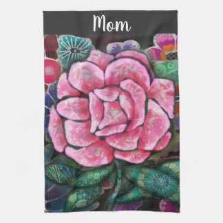 Linge De Cuisine Fleur rose botanique Art nouveau fantaisiste
