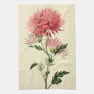 Linge De Cuisine Fleur rose vintage de chrysanthème