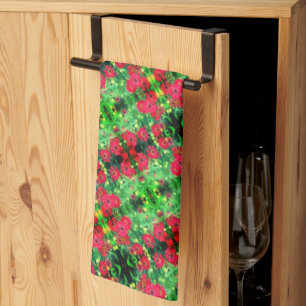 Linge De Cuisine Fleur rouge Zinnia de fond Motif Abstrait