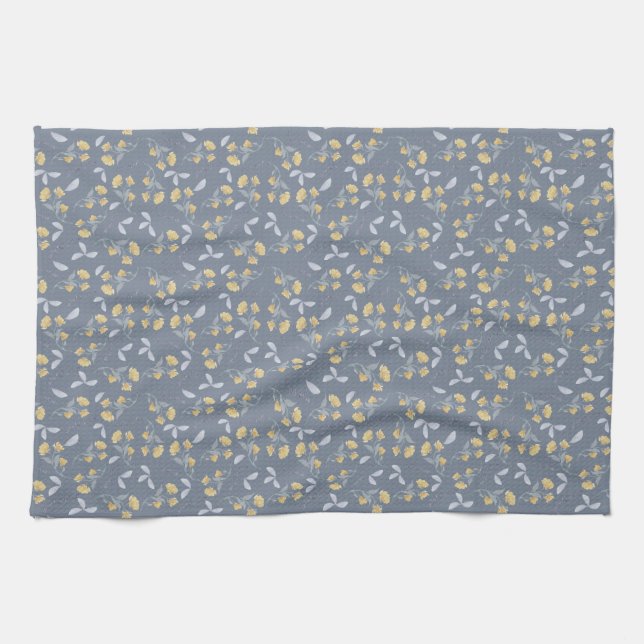Linge De Cuisine Fleur sauvage d'or sur ardoise (Horizontal)