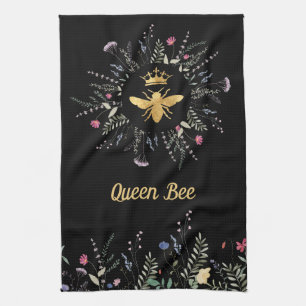 Linge De Cuisine fleur sauvage fausse feuille reine abeille