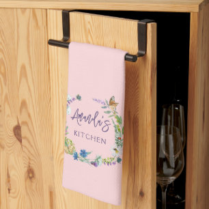 Linge De Cuisine Fleur sauvage rose blush