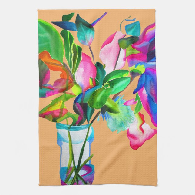 Linge De Cuisine Fleuron floral moderne (Vertical)