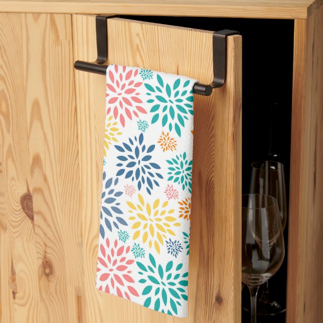 Linge De Cuisine Fleurs abstraites colorées motif (Pliage en tiers)