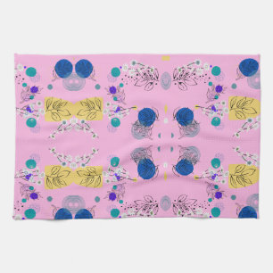 Linge De Cuisine Fleurs abstraites modernes chic sur rose