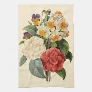Linge De Cuisine Fleurs anciennes, camélias et narcisses, Redoute