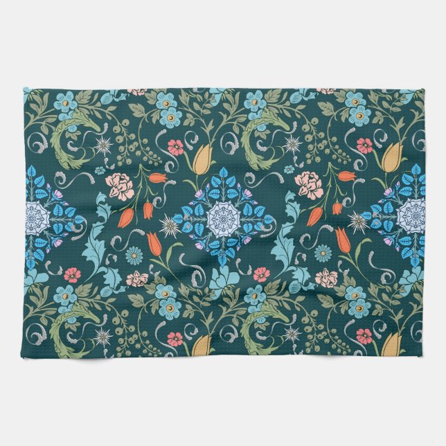 Linge De Cuisine Fleurs, Art nouveau, style William Morris (Horizontal)
