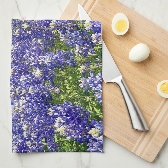 Linge De Cuisine Fleurs Bluebonnet à la campagne Art Cuisine (Quart Plié)