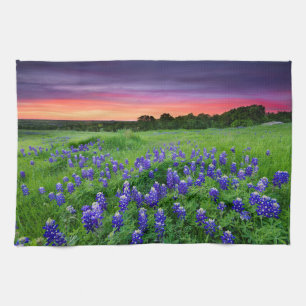 Linge De Cuisine Fleurs   Bluebonnets à Sunset Texas
