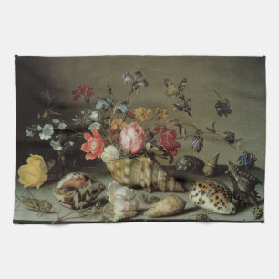 Linge De Cuisine Fleurs, coquillages et insectes Balthasar van der 