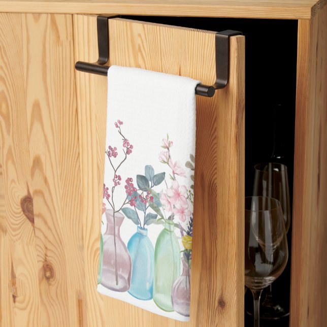 Linge De Cuisine Fleurs d'aquarelle Floral Garden fleurit en boutei (Pliage en tiers)