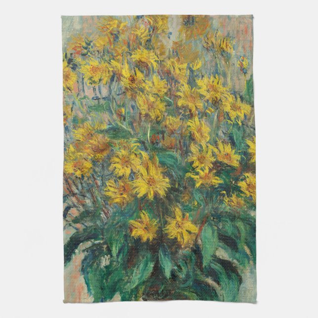 Linge De Cuisine Fleurs d'artichauts de Jérusalem par Claude Monet (Vertical)