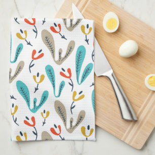 Linge De Cuisine Fleurs d'automne rétro colorées & Botanique