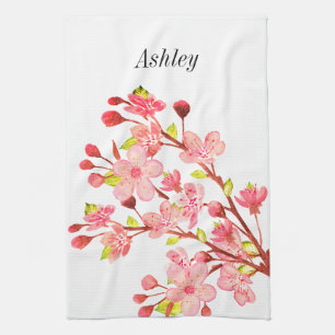 Linge De Cuisine Fleurs de cerisier rose blanc chic