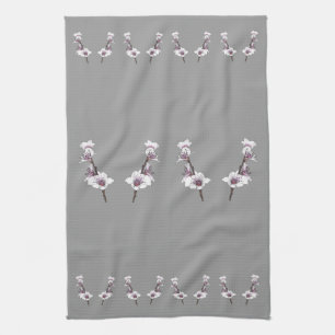Linge De Cuisine Fleurs de cerisier roses sur le gris
