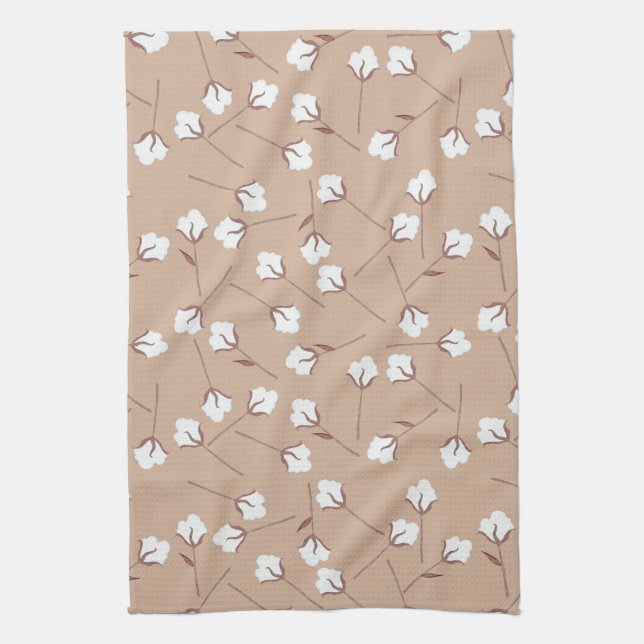 Linge De Cuisine Fleurs de coton Motif personnalisé (Vertical)
