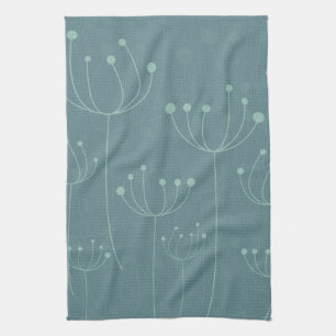 Linge De Cuisine Fleurs de Dandelion turquoises
