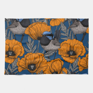 Linge De Cuisine Fleurs de fleurs et fleurs de pavot orange