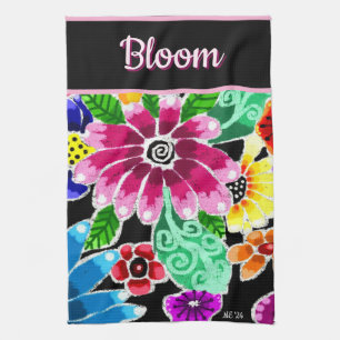 Linge De Cuisine Fleurs de l'art populaire fantaisiste personnalisé