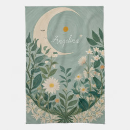 Linge De Cuisine Fleurs de Lune : Pastel Floral et Crescent Moon