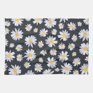 Linge De Cuisine Fleurs de marguerite blanc classique Design de gri