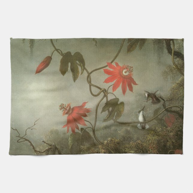 Linge De Cuisine Fleurs de passion et colibris par Martin J Heade (Horizontal)