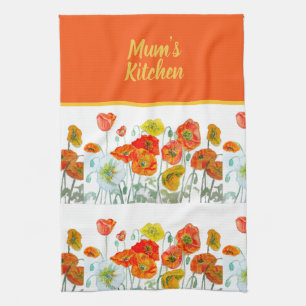 Linge De Cuisine Fleurs de pavot orange rouge jaune Pavots Fleur