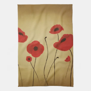 Linge De Cuisine Fleurs de pavot rouge