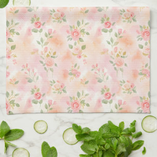 Linge De Cuisine Fleurs de pêche roses petites aquarelles abstraite