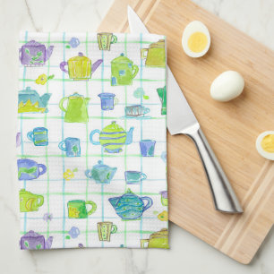 Linge De Cuisine Fleurs de théières en pot de café