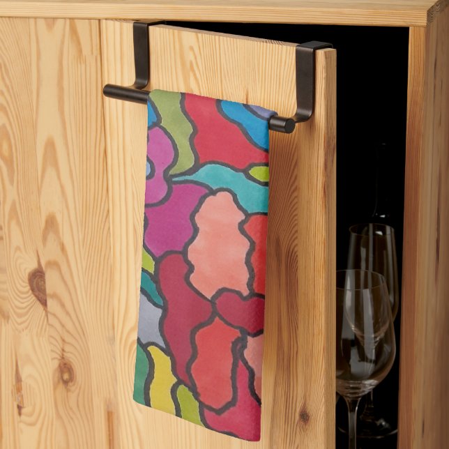 Linge De Cuisine Fleurs de verre Abstraites Arc-en-ciel (Pliage en tiers)