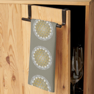 Linge De Cuisine FLEURS DE VIE - Géométrie Sacrée Lumière 1