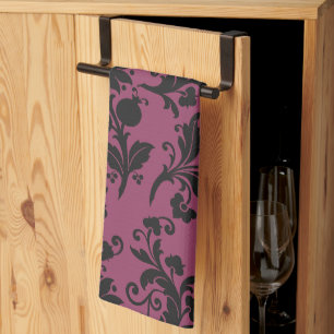 Linge De Cuisine Fleurs gothiques roses et noires pour Halloween