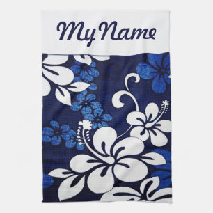 Linge De Cuisine Fleurs Hawaii Bleues personnalisées