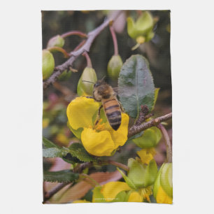 Linge De Cuisine Fleurs jaunes d'amour d'abeille Bouton d'or