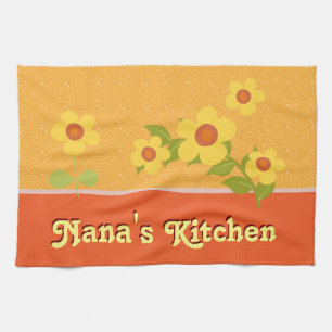 Linge De Cuisine Fleurs Jaunes Personnalisées Pour Nana