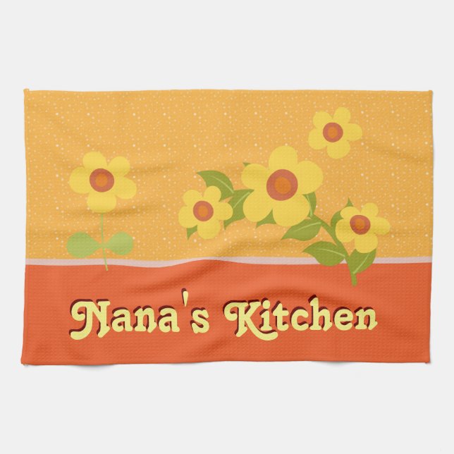 Linge De Cuisine Fleurs Jaunes Personnalisées Pour Nana (Horizontal)