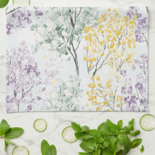 Linge De Cuisine Fleurs Jaunes Vertes Lavande Romantiques