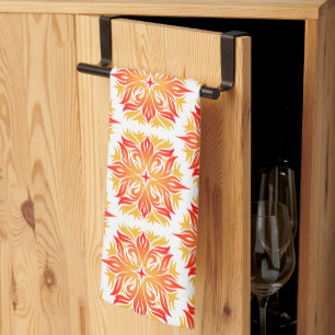 Linge De Cuisine Fleurs Oranges, Motif De Fleurs, Motif Floral